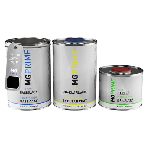 MG PRIME Autolack Dose Set für Alfa Romeo 909 Nero Metallic/Black Metallic Basislack 2K Klarlack Härter spritzfertig 2,5L MG PRIME Autolack Dose Set für Alfa Romeo 909 Nero Metallic/Black Metallic Basislack 2K Klarlack Härter spritzfertig 2,5L von MG PRIME