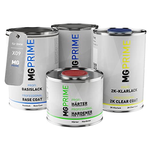 MG PRIME Autolack Dose Set für BMW X09 Alpinagrün II/Alpina Green Metallic Grundlack Basislack 2K Klarlack Härter spritzfertig 3,5L von MG PRIME
