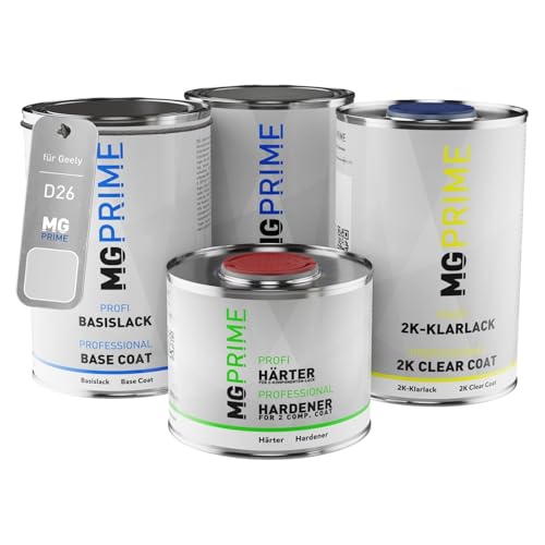 MG PRIME Autolack Dose Set für Geely D26 Huan Cai Yin Metallic Grundlack Basislack 2K Klarlack Härter spritzfertig 3,5L MG PRIME Autolack Dose Set für Geely D26 Huan Cai Yin Metallic Grundlack Basislack 2K Klarlack Härter spritzfertig 3,5L von MG PRIME