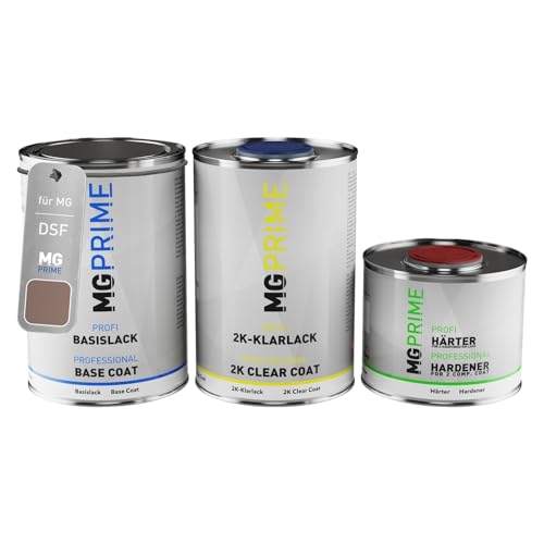 MG PRIME Autolack Dose Set für MG DSF York Brown Metallic Basislack 2K Klarlack Härter spritzfertig 2,5L von MG PRIME