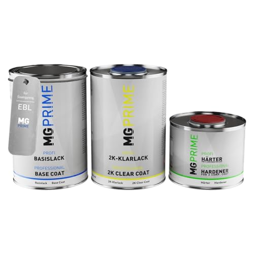 MG PRIME Autolack Dose Set für Ssangyong EBL Latte Greige Metallic Basislack 2K Klarlack Härter spritzfertig 2,5L von MG PRIME