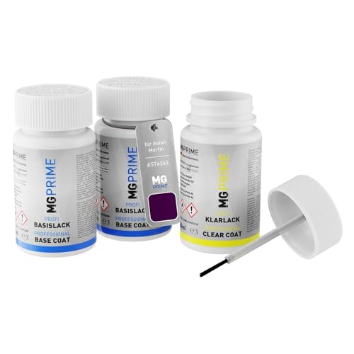 MG PRIME Autolack Lackstift Set für Aston Martin AST6262 Storm Purple Grundlack Basislack Klarlack je 50ml von MG PRIME