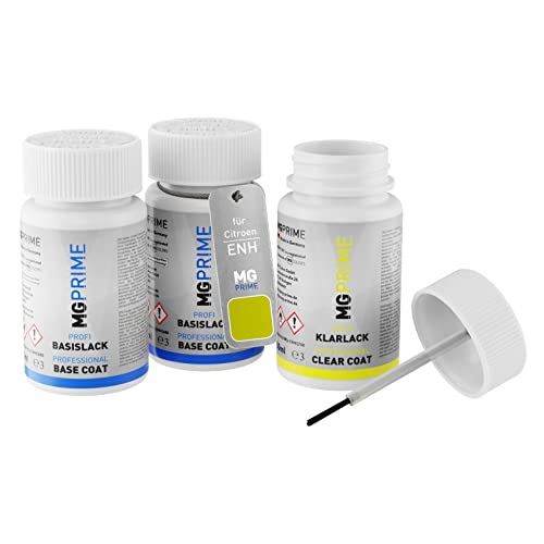 MG PRIME Autolack Lackstift Set für Citroen ENH Hello Yellow Grundlack Basislack Klarlack je 50ml von MG PRIME