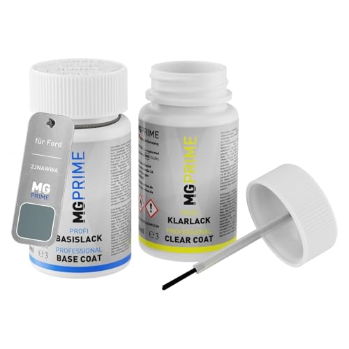 MG PRIME Autolack Lackstift Set für Ford 2JNAWWA Cyclone Steel Grey Basislack Klarlack je 50ml von MG PRIME