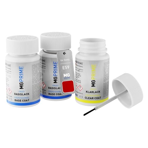 MG PRIME Autolack Lackstift Set für Geely E59 New Red Grundlack Basislack Klarlack je 50ml von MG PRIME