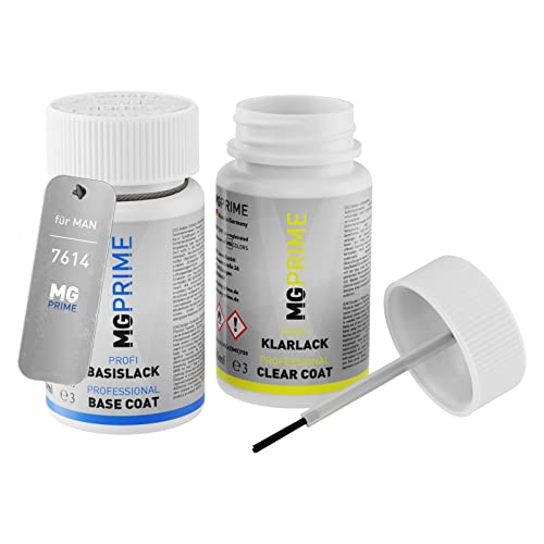 MG PRIME Autolack Lackstift Set für MAN 7614 Silber Metallic Basislack Klarlack je 50ml von MG PRIME