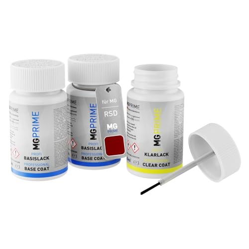 MG PRIME Autolack Lackstift Set für MG RSD Jiguang Red Pearl Grundlack Basislack Klarlack je 50ml von MG PRIME