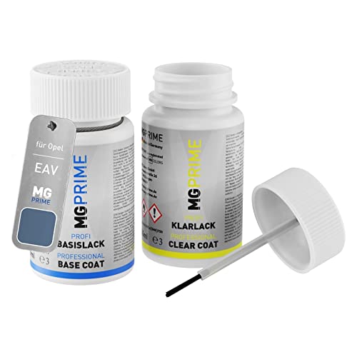 MG PRIME Autolack Lackstift Set für Opel EAV Voltaic Blue Pearl Metallic Basislack Klarlack je 50ml von MG PRIME