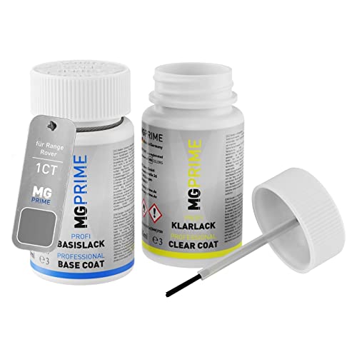 MG PRIME Autolack Lackstift Set für Range Rover 1CT / JLRC2344 - LOJ Nolita Grey Metallic Basislack Klarlack je 50ml von MG PRIME