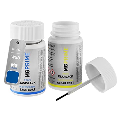 MG PRIME Autolack Lackstift Set für Seat W5B / 5V Azul Galia/Galiablau Basislack Klarlack je 50ml von MG PRIME
