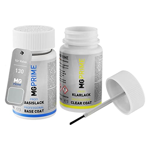 MG PRIME Autolack Lackstift Set für Volvo 130 Silber Metallic/Silver Metallic Basislack Klarlack je 50ml von MG PRIME