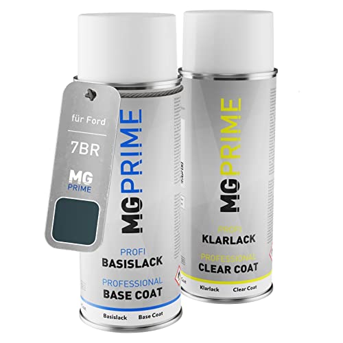 MG PRIME Autolack Sprühdosen Set für Ford 7BR Amazon Grey Basislack Klarlack Spraydose 400ml von MG PRIME