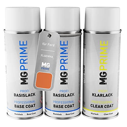 MG PRIME Autolack Sprühdosen Set für Ford FLQEWHA Pride Orange Metallic/Outdoor Orange Metallic Grundlack Basislack Klarlack Spraydose 400ml MG PRIME Autolack Sprühdosen Set für Ford FLQEWHA Pride Orange Metallic/Outdoor Orange Metallic Grundlack Basislack Klarlack Spraydose 400ml von MG PRIME