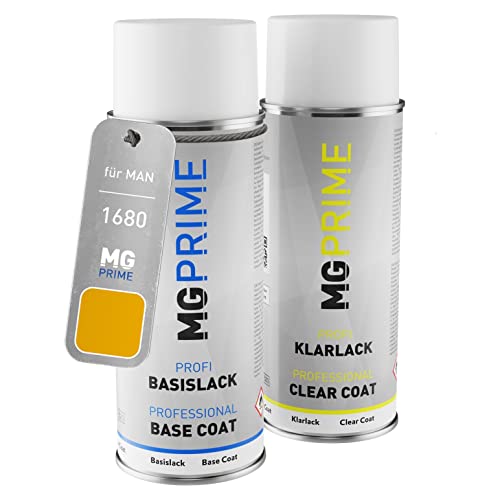 MG PRIME Autolack Sprühdosen Set für MAN 1680 DHL Gelb Basislack Klarlack Spraydose 400ml von MG PRIME