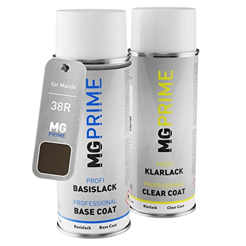 MG PRIME Autolack Sprühdosen Set für Mazda 38R Graphite Mica/Tritongrau Metallic Basislack Klarlack Spraydose 400ml von MG PRIME