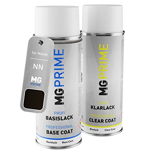 MG PRIME Autolack Sprühdosen Set für Mazda NN Black Onyx Basislack Klarlack Spraydose 400ml von MG PRIME