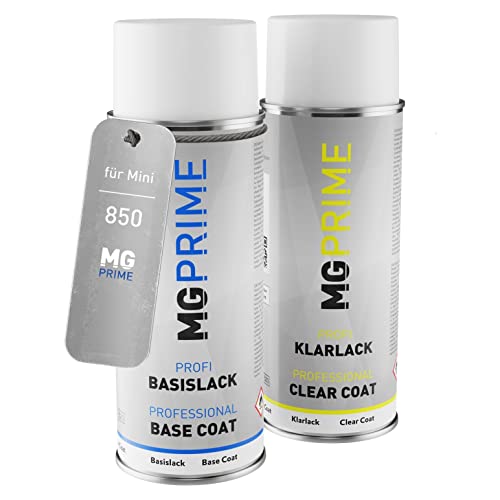 MG PRIME Autolack Sprühdosen Set für Mini 850 Pepper White Basislack Klarlack Spraydose 400ml von MG PRIME