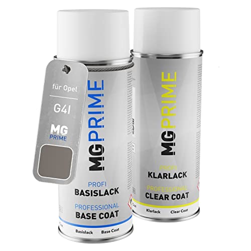 MG PRIME Autolack Sprühdosen Set für Opel G4I / KCA Tiefquarz Grau Metallic/Quarz Silber Metallic Basislack Klarlack Spraydose 400ml von MG PRIME