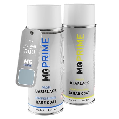 MG PRIME Autolack Sprühdosen Set für Renault RQU Bleu Cumulus Basislack Klarlack Spraydose 400ml von MG PRIME