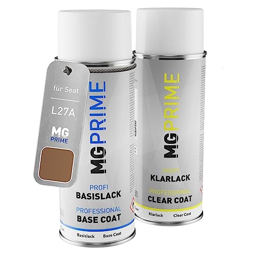 MG PRIME Autolack Sprühdosen Set für Seat L27A Cup Copper Pearl Metallic Mat Basislack Klarlack Spraydose 400ml von MG PRIME