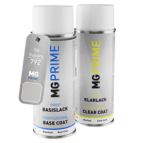 MG PRIME Autolack Sprühdosen Set für Subaru 792 Royal Silver Metallic/Polarsilber Metallic Basislack Klarlack Spraydose 400ml MG PRIME Autolack Sprühdosen Set für Subaru 792 Royal Silver Metallic/Polarsilber Metallic Basislack Klarlack Spraydose 400ml von MG PRIME