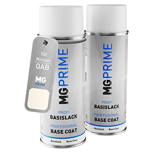 MG PRIME Autolack Sprühdosen für Nissan QAB Brilliant White Pearl/Brillant White Grundlack Basislack Spraydose 400ml von MG PRIME