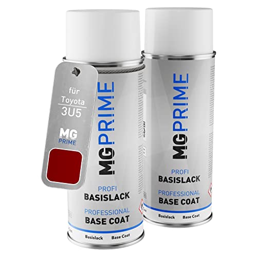 MG PRIME Autolack Sprühdosen für Toyota 3U5 Emotional Red II Metallic/Karminarot Mica Grundlack Basislack Spraydose 400ml von MG PRIME