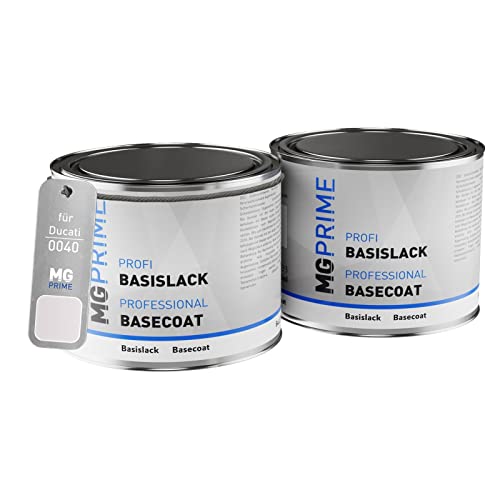 MG PRIME Motorradlack Set Dose spritzfertig für Ducati 0040 Bianco Pearl Grundlack + Basislack 1,0 Liter 1000ml von MG PRIME
