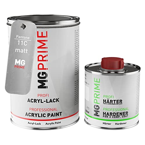 MG PRIME Pantone 11C Cool Grey matt Acryl-Lack 1,5 Liter / 1500 ml Dose inkl. Härter von MG PRIME
