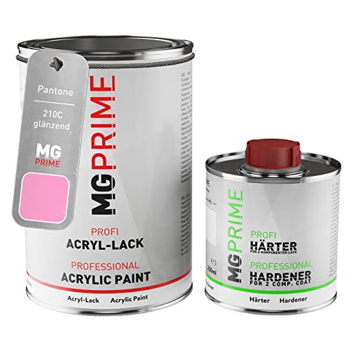MG PRIME Pantone 210C Red/Rose glänzend Acryl-Lack 1,5 Liter / 1500 ml Dose inkl. Härter von MG PRIME