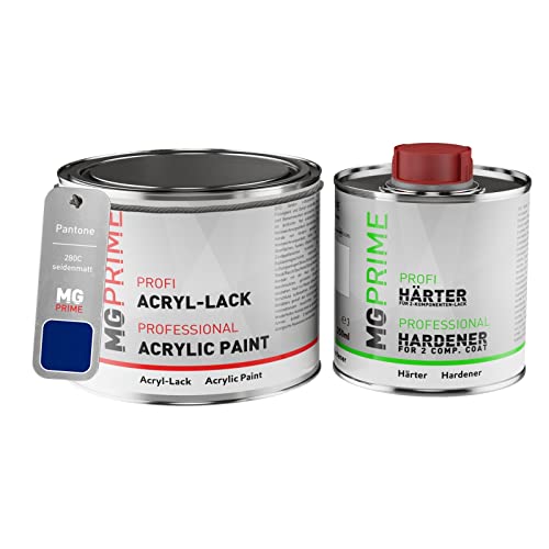 MG PRIME Pantone 280C Blue Acryl-Lack seidenmatt 0,75 Liter / 750 ml Dose inkl. Härter von MG PRIME