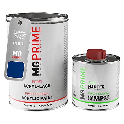 MG PRIME Pantone 294C Blue matt Acryl-Lack 1,5 Liter / 1500 ml Dose inkl. Härter von MG PRIME