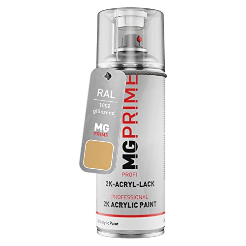 MG PRIME RAL 1002 Sandgelb/Sand yellow glänzend 2K Acryl Spraydose Sprühdose 400 ml schnelltrocknend von MG PRIME