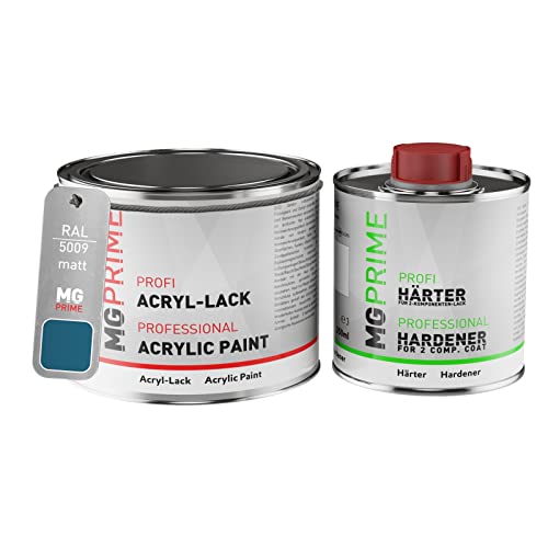 MG PRIME RAL 5009 Azurblau/Azure blue Acryl-Lack matt 0,75 Liter / 750 ml Dose inkl. Härter von MG PRIME