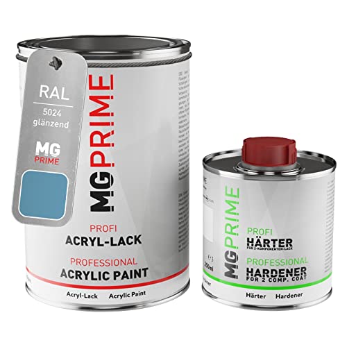 MG PRIME RAL 5024 Pastellblau/Pastel blue glänzend Acryl-Lack 1,5 Liter / 1500 ml Dose inkl. Härter von MG PRIME