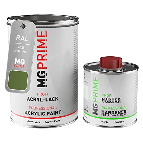 MG PRIME RAL 6025 Farngrün/Fern green seidenmatt Acryl-Lack 1,5 Liter / 1500 ml Dose inkl. Härter von MG PRIME