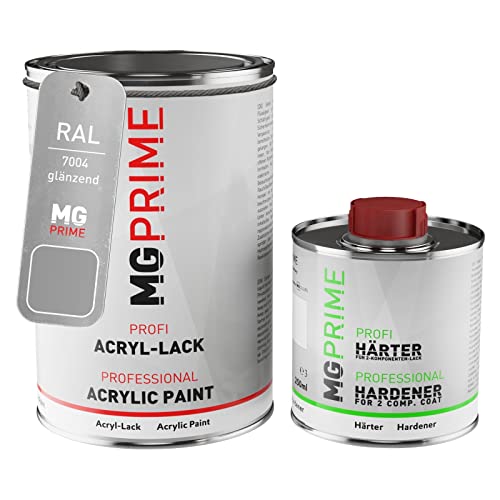 MG PRIME RAL 7004 Signalgrau/Signal grey glänzend Acryl-Lack 1,5 Liter / 1500 ml Dose inkl. Härter von MG PRIME