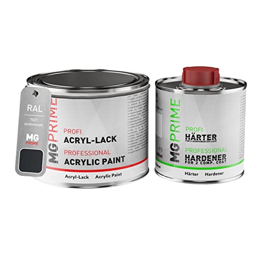 MG PRIME RAL 7021 Schwarzgrau/Black grey Acryl-Lack seidenmatt 0,75 Liter / 750 ml Dose inkl. Härter von MG PRIME