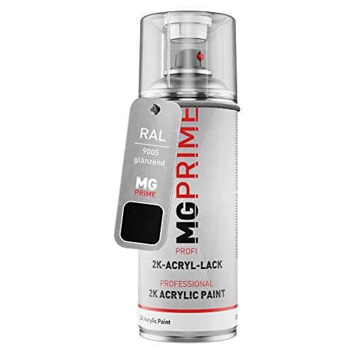 MG PRIME RAL 9005 Tiefschwarz/Jet black glänzend 2K Acryl Spraydose Sprühdose 400 ml schnelltrocknend von MG PRIME