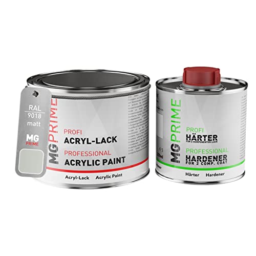 MG PRIME RAL 9018 Papyrusweiss/Papyrus white Acryl-Lack matt 0,75 Liter / 750 ml Dose inkl. Härter von MG PRIME