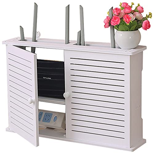 An Der Wand Montiertes Schwimmendes WLAN-Router-Regal 2-Ebenen-Router-Rack Set-Top-Box-Stützen Aufbewahrung An Der Wand Montiertes Regal Halterung (Color : Weiß, Size : 48 * 11 * 31.5cm) von MGCtech