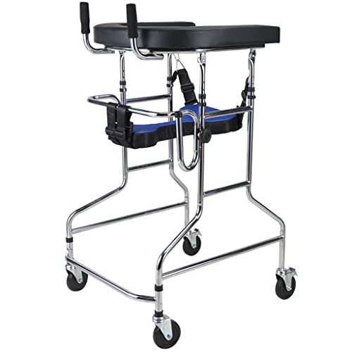 Aufrechter Walker, Rollator Walker Für Erwachsene, Robuste, Höhenverstellbare Gehhilfen Mit 4 Feststellbaren Universalrädern, Sitzkissen, Achselhöhle (S : 100-125cm-B) von MGCtech