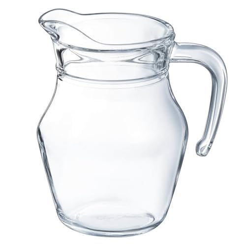MGE - Wasserkrug 500 ml - Saftkrug - Karaffe mit Ausgießer - Glaskaraffe - Wasserkaraffe - Sprudelwasser - Glas Krug mit Kristallgriff für Milch, Rotwein, Kaltes Wasser, Fruchtsaft MGE - Wasserkrug 500 ml - Saftkrug - Karaffe mit Ausgießer - Glaskaraffe - Wasserkaraffe - Sprudelwasser - Glas Krug mit Kristallgriff für Milch, Rotwein, Kaltes Wasser, Fruchtsaft von MGE World