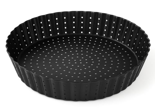 MGE - Extra Hohe Quicheform 24 cm - Tarteform mit Hebeboden aus Karbonstahl - Backform Rund - Tarteform - Quiche Formen mit Hebeboden Antihaftbeschichtung - Obstbodenform - Kuchenform - 24 cm von MGE World