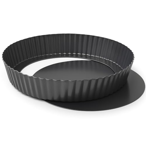 MGE - Quicheform Hohe - Obstkuchenform aus Karbonstahl - Tortenboden - Tarteform - Quiche Formen mit Hebeboden - Antihaftbeschichtung - Obstbodenform - Kuchenform (30 cm) von MGE World
