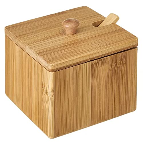 MGE World - Elegant Zuckerdose mit Deckel und Löffel - Salzstreuer - Gewürzbehälter - Keramik mit Holzdeckel, 300 ml, für Zuhause, Hotel, Cafeteria, Buffet, Partys von MGE World