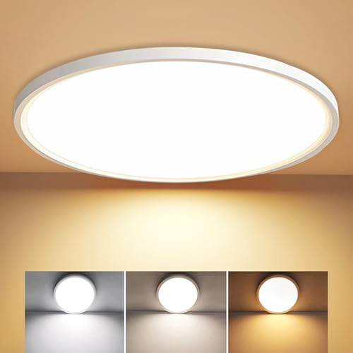 MGEELED LED Deckenleuchte Ø30CM 20W 2400LM Deckenlampe 3Farben 3000K/4000K/6500K Badezimmer lampe Küchenlampe IP44 Wasserfest Simple Modern Rund Ultra Dünn für Küche Keller Flur MGEELED LED Deckenleuchte Ø30CM 20W 2400LM Deckenlampe 3Farben 3000K/4000K/6500K Badezimmer lampe Küchenlampe IP44 Wasserfest Simple Modern Rund Ultra Dünn für Küche Keller Flur von MGEELED