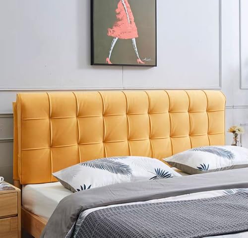 MGEMJMJ Feste Farbpolsterkopfbrettkissen, Bettbrett -wandkissen Samt Kopfteil Rückenstütze Stützkissen übergroße Abnehmbare Kopfteil(Size:No headboard 53"/135cm,Color:Gelb) von MGEMJMJ