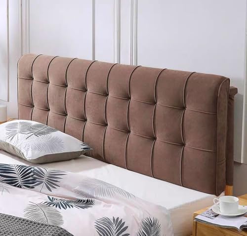 MGEMJMJ Feste Farbpolsterkopfbrettkissen, Bettbrett -wandkissen Samt Kopfteil Rückenstütze Stützkissen übergroße Abnehmbare Kopfteil(Size:No headboard 59"/150cm,Color:Kaffee) von MGEMJMJ