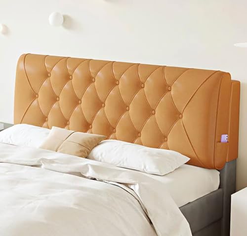MGEMJMJ Großes Kopfteilwand Montiertes Kopfteilkissen, Kissenbrett Kopfteil Gepolstertes Schlafzimmer Reading Kissen Tufted Button Rückenlehne(Size:180cm/71in,Color:Orange1) von MGEMJMJ
